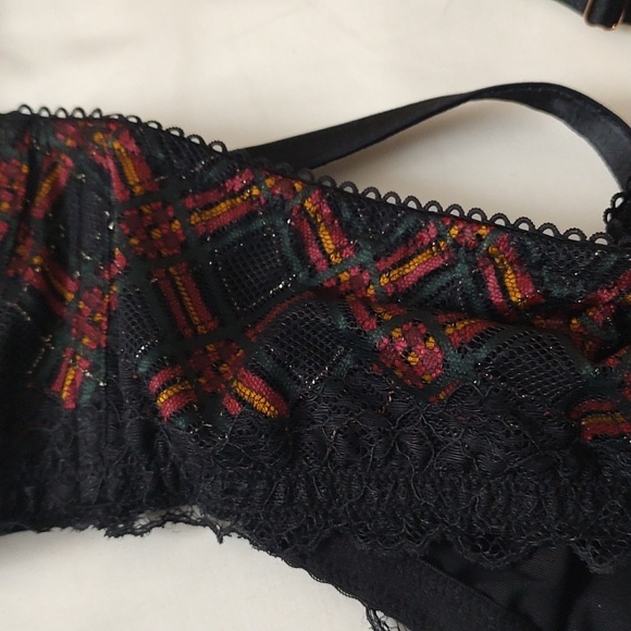 Savage X Fenty Black Caviar Sparkle Prep Unlined Balconette Bra 42D - Picture 4 of 9